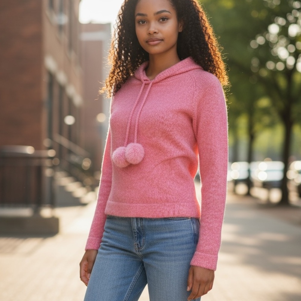 Pretty in Pink Angora Tie Front Sweater 90s